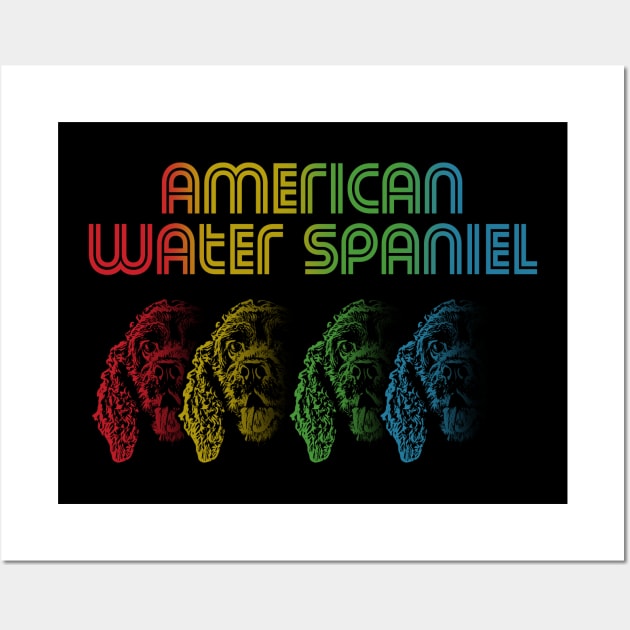 Cool Retro Groovy American Water Spaniel Dog Wall Art by Madfido